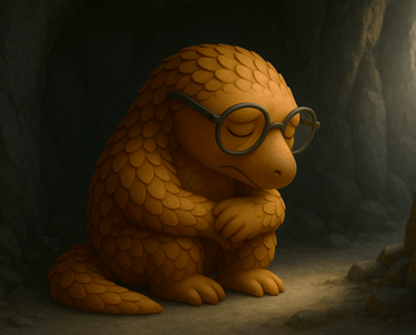pangolin triste dans une grotte