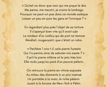 un parchemin avec un poème