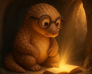 pangolin trouve un carnet dans la grotte