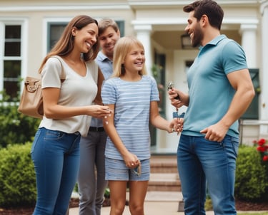 A team of real estate agents discussing property listings.