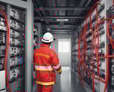 A professional inspecting a property with technical equipment.