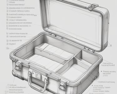 A collection of various hard cases arranged neatly on a table.