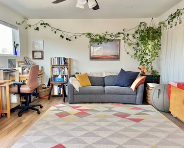 Office east side - Cozy couch/floor seating and indoor movement space