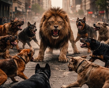 Combien de chien pour battre un lion ?