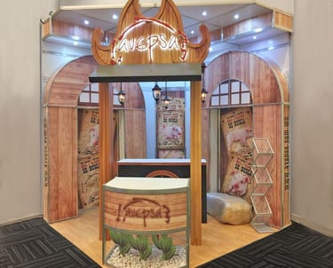 diseño de stand híbrido temático