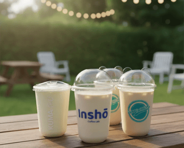 Vasos desechables curvos con tapa plana y domo