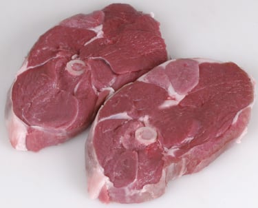Raw lamb leg steaks