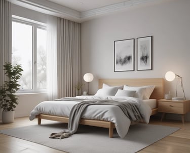 A collection of eco-friendly cleaning products and personal care items laid out on a flat surface. The composition includes bottles of cleaning sprays with silver metallic finishes, glass bottles of essential oils, wooden toothbrushes, a rectangular bar of natural soap, and various cleaning brushes with wooden handles. The arrangement is visually appealing, with shadows adding depth and texture.