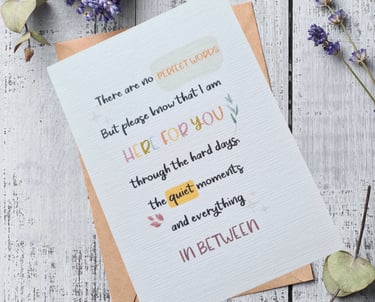 A sympathy card with a unique verse on the front. 