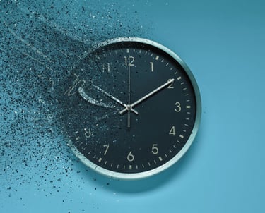 Uhr die zerbirst - Symbol für Leader als ruhende System 