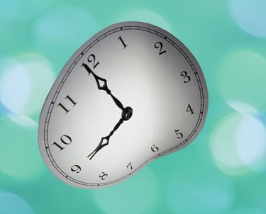 verbogenes Ziffernblatt - Symbol für Zeitdilatation im Alltag