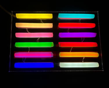neoglow led neon spalvų paletė