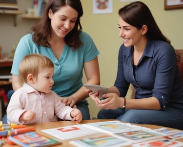 A therapist working with a child during a behavior modification session.