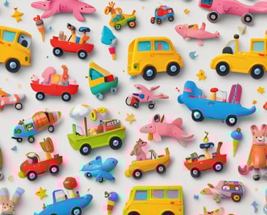 Colorful assortment of safe toys for children displayed on a light background.