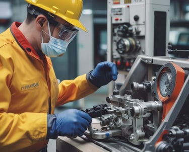 Industrial workers welding metal components in a factory setting.