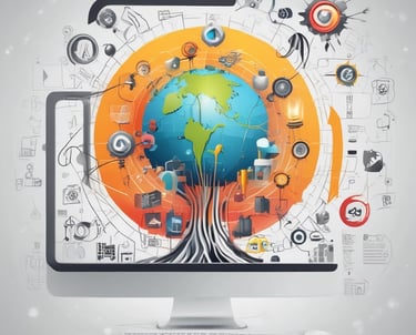 A diverse group of professionals collaborating on a digital marketing strategy.