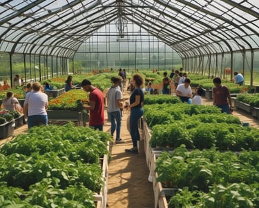An image showcasing a vibrant, productive farm with various crops.