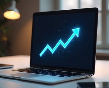 ordenador de página web que muestra beneficios económicos