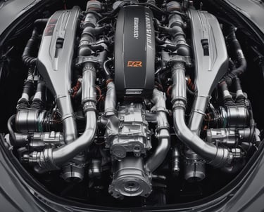 A sleek black sports car on a winding road showcasing its speed and agility.