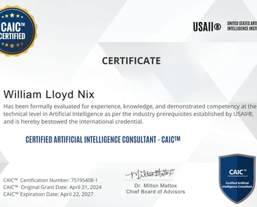 Certified AI Consultant by USAII - Certification Proof- william nix