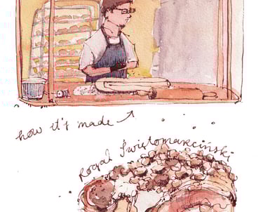 Illustration rogal swietomarcinski in poznan bäcker stellt croissant her