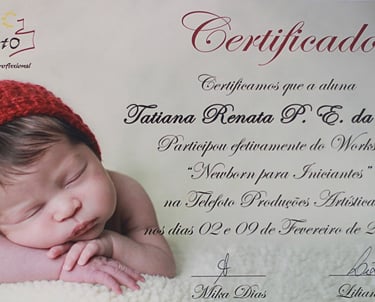 Fotógrafa Taty Pacheco Certificado Fotografia Newborn