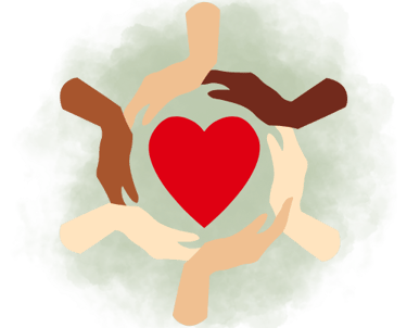 Community Hands around a Red Heart