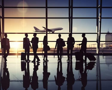 Luxury airport transportation limousine with professional chauffeur assisting passenger with luggage