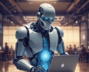 Fireworks light up the night sky above a brightly lit body of water. People are performing water stunts using jet-packs or water-powered hoverboards, creating large plumes of water. Buildings with illuminated facades are visible in the background, adding to the festive atmosphere.