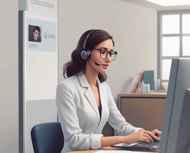 a woman in a headset with a headset and a headset