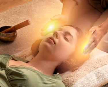 a woman is getting a massage at a spa