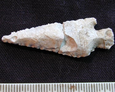 Calcined arrowhead from a cremation burial, Crieff, Scotland