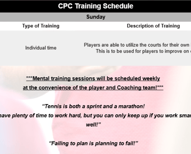 Cesar Performance Coach Daily Tennis Plan