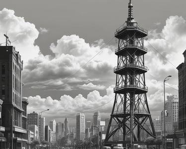 a tower with a red and white antenna