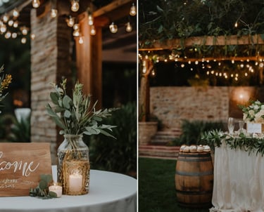 a wedding reception table with candles and candles