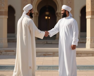 A handshake between a brand representative and an influencer in a creative workspace.