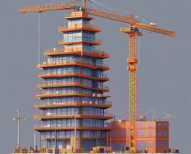 A large overhead crane is lifting a green shipping container in a busy port terminal. The crane is blue with red mechanical components, and the container is marked with the letters UASC. Numerous stacked shipping containers in various colors are visible in the background, showing organization and logistics.