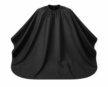 Barber cape gown for client protection, professional salon wear