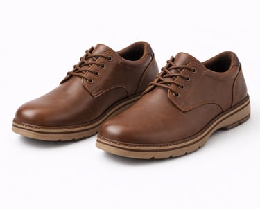 Brown casual leather shoes with lace-up design for everyday wear