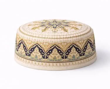 Embroidered Islamic cap with decorative patterns for prayer and gifting