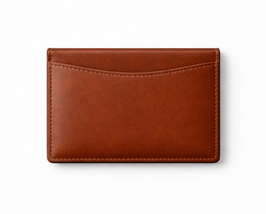 Brown leather business card wallet with compact design for professional daily use.