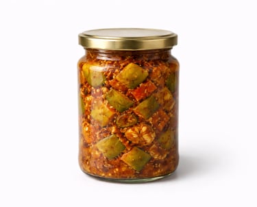 Classic mango pickle prepared with authentic spices in export-ready packaging