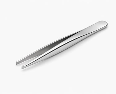 Flat tip stainless steel tweezers with firm grip control