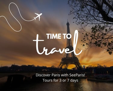 The Eiffel Tower at sunset, view from the Seine embankment – a trip to Paris for two See Paris