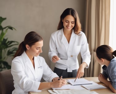 A professional training session in a spa environment.
