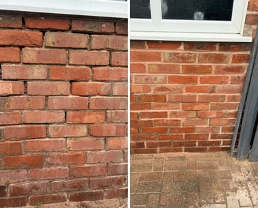 Before and after comparison of professional brick repointing and masonry repair in southport