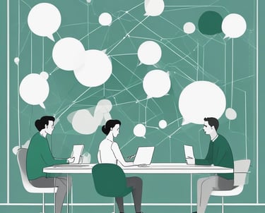 A modern office space with a team collaborating on influencer marketing strategies.