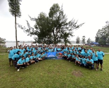 Gathering peserta kegiatan outbound di pangalengan