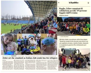 rugby zebra parma italy support ukraine