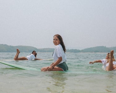 Girls enjoying surf in lombok